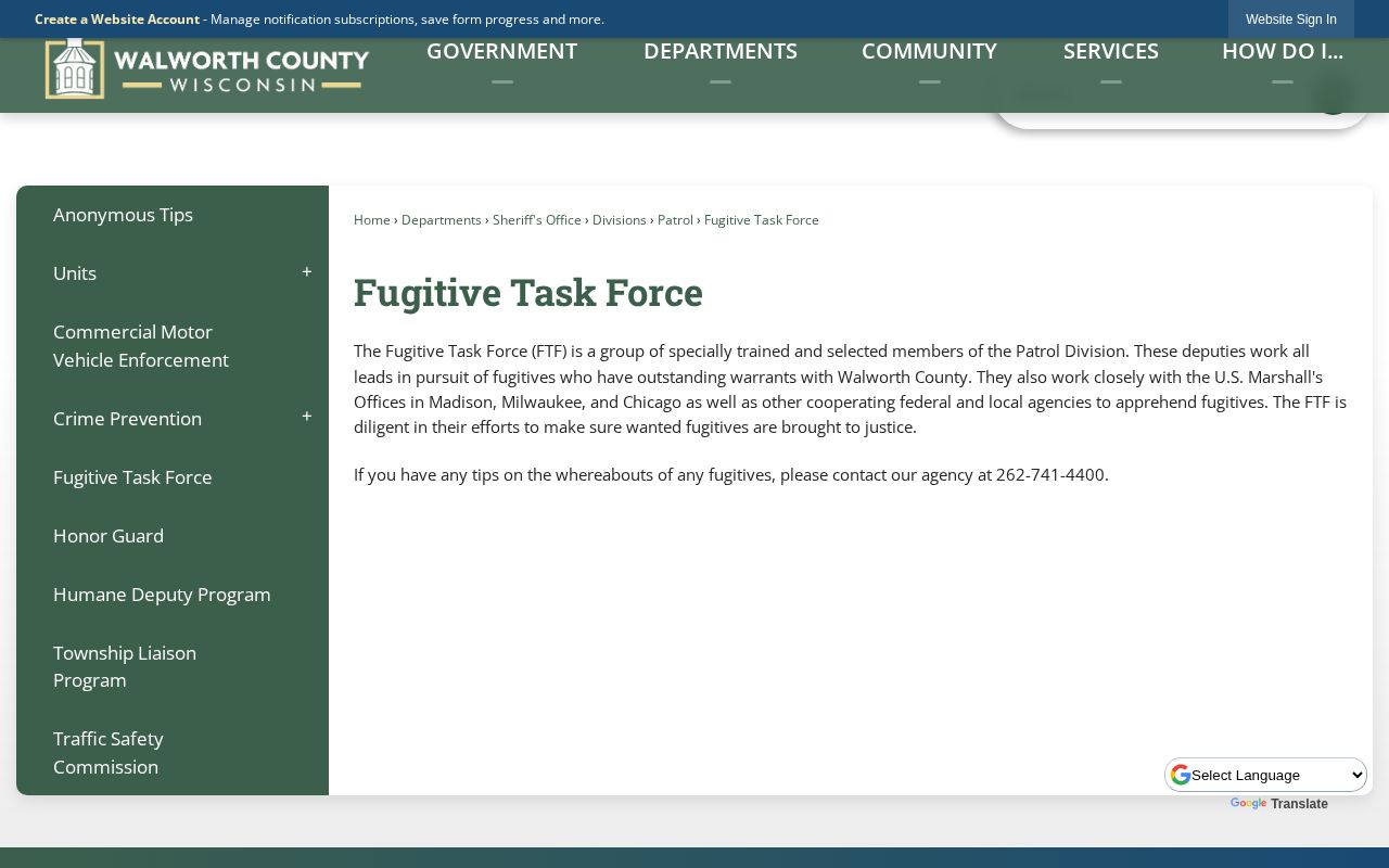 Walworth County fugitive warrant lead source